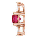 14K Gold Round Lab-Grown Ruby & Natural Diamond Accented Necklace or Pendant - Rose Gold - view 3