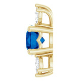 14K Gold Round Lab-Grown Blue Sapphire & Natural Diamond Accented Necklace or Pendant – 1/5 CTW - Yellow Gold - view 3