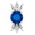 Platinum Round Lab-Grown Blue Sapphire & Natural Diamond Accented Necklace or Pendant – 1/5 CTW