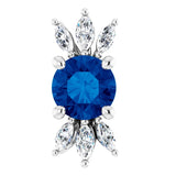 Platinum Round Lab-Grown Blue Sapphire & Natural Diamond Accented Necklace or Pendant – 1/5 CTW