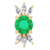 14K Gold Round Lab-Grown Emerald & Natural Diamond Accented Necklace or Pendant - Yellow Gold