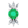 14K Gold Round Lab-Grown Emerald & Natural Diamond Accented Necklace or Pendant - White Gold