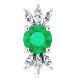 14K Gold Round Lab-Grown Emerald & Natural Diamond Accented Necklace or Pendant - White Gold
