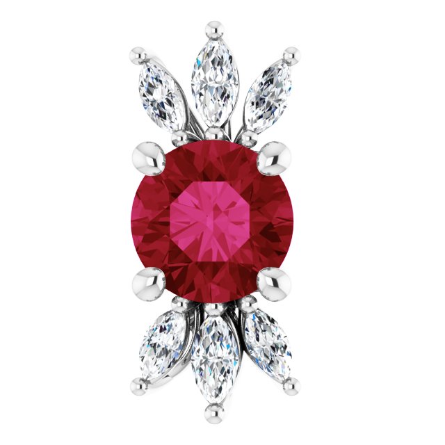 Platinum Round Lab-Grown Ruby & Natural Diamond Accented Necklace or Pendant