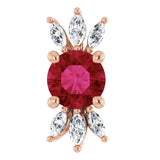 14K Gold Round Lab-Grown Ruby & Natural Diamond Accented Necklace or Pendant - Rose Gold