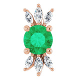 14K Gold Round Lab-Grown Emerald & Natural Diamond Accented Necklace or Pendant - Rose Gold