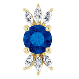 14K Gold Round Lab-Grown Blue Sapphire & Natural Diamond Accented Necklace or Pendant – 1/5 CTW - Yellow Gold
