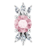 14K Gold Round Natural Pink Morganite & Natural Diamond Accented Necklace or Pendant - White Gold