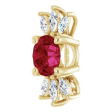14K Gold Round Lab-Grown Ruby & Natural Diamond Accented Necklace or Pendant - Yellow Gold - view 2