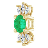 14K Gold Round Lab-Grown Emerald & Natural Diamond Accented Necklace or Pendant - Yellow Gold - view 2