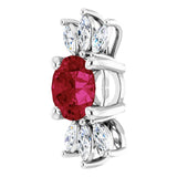 14K Gold Round Lab-Grown Ruby & Natural Diamond Accented Necklace or Pendant - White Gold - view 2