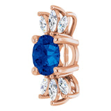 14K Gold Round Lab-Grown Blue Sapphire & Natural Diamond Accented Necklace or Pendant – 1/5 CTW - Rose Gold - view 2