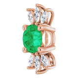 14K Gold Round Lab-Grown Emerald & Natural Diamond Accented Necklace or Pendant - Rose Gold - view 2