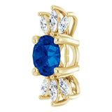 14K Gold Round Lab-Grown Blue Sapphire & Natural Diamond Accented Necklace or Pendant – 1/5 CTW - Yellow Gold - view 2