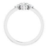14K Gold Round Natural White Sapphire Halo-Style Ring - White Gold - view 7