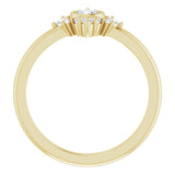 14K Gold Round Natural White Sapphire Halo-Style Ring - Yellow Gold - view 7