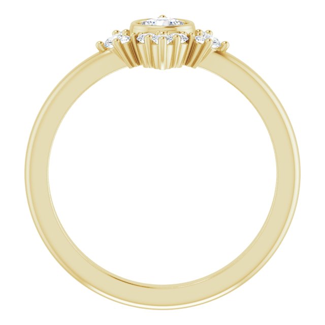 14K Gold Round Natural White Sapphire Halo-Style Ring - Yellow Gold - view 7