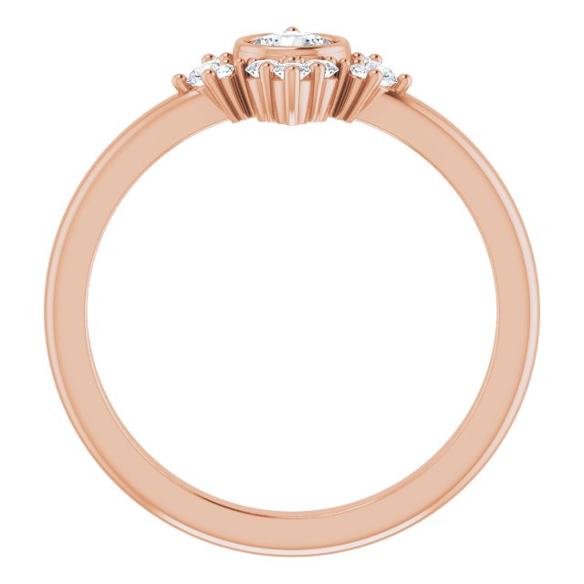14K Gold Round Natural White Sapphire Halo-Style Ring - Rose Gold - view 7