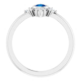 Platinum Round Lab-Grown Blue Sapphire Halo-Style Ring - view 7