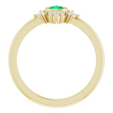 14K Gold Round Natural Emerald Halo-Style Ring - Yellow Gold - view 7