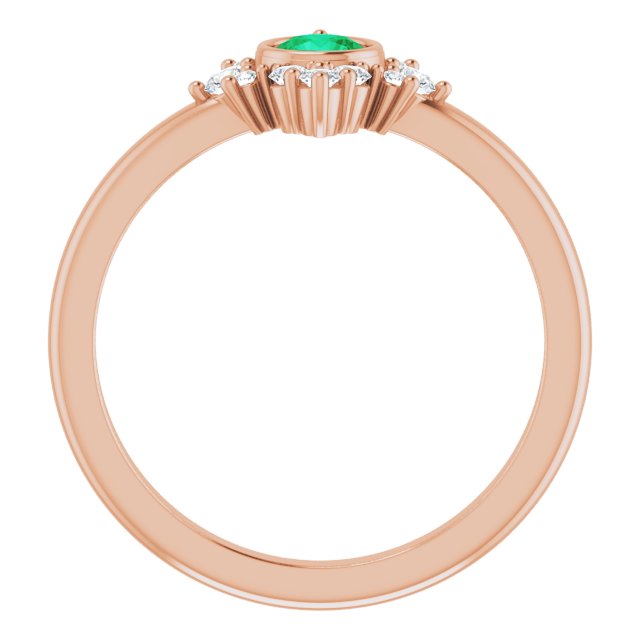14K Gold Round Lab-Grown Emerald Halo-Style Ring - Rose Gold - view 7