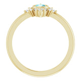 14K Gold Round Natural Blue Zircon Halo-Style Ring - Yellow Gold - view 7