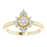 14K Gold Round Natural White Sapphire Halo-Style Ring - Yellow Gold - view 8