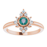 14K Gold Round Lab-Grown Alexandrite Halo-Style Ring - Rose Gold - view 8