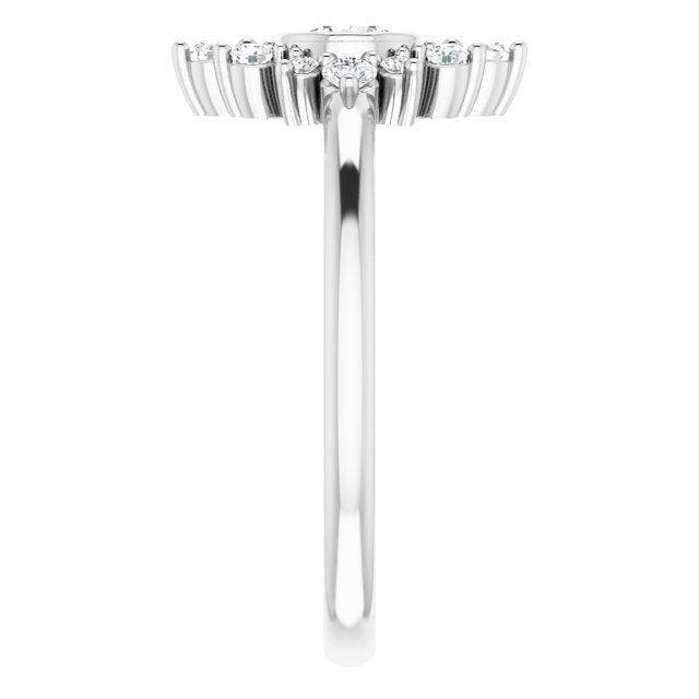 Platinum Round Natural White Sapphire Halo-Style Ring - view 9