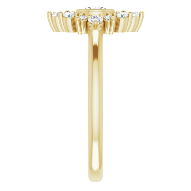 14K Gold Round Natural White Sapphire Halo-Style Ring - Yellow Gold - view 9