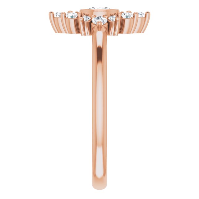 14K Gold Round Natural White Sapphire Halo-Style Ring - Rose Gold - view 9