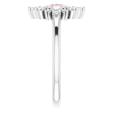 Platinum Round Natural Pink Tourmaline Halo-Style Ring - view 9