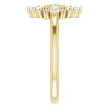 14K Gold Round Natural Aquamarine Halo-Style Ring - Yellow Gold - view 9