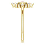14K Gold Round Natural Mozambique Garnet Halo-Style Ring - Yellow Gold - view 9