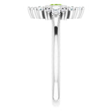 Platinum Round Natural Peridot Halo-Style Ring - view 9