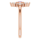 14K Gold Round Natural Amethyst Halo-Style Ring – 4mm Stones - Rose Gold - view 9