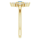 14K Gold Round Lab-Grown Blue Sapphire Halo-Style Ring - Yellow Gold - view 9