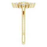 14K Gold Round Natural Blue Zircon Halo-Style Ring - Yellow Gold - view 9