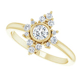 14K Gold Round Natural White Sapphire Halo-Style Ring - Yellow Gold - view 10