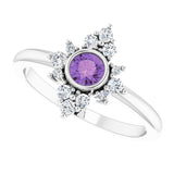 Platinum Round Natural Amethyst Halo-Style Ring – 4mm Stones - view 10