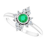 Platinum Round Natural Emerald Halo-Style Ring - view 10