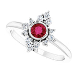Platinum Round Lab-Grown Ruby Halo-Style Ring - view 10