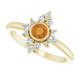 14K Gold Round Natural Citrine Halo-Style Ring - Yellow Gold - view 10