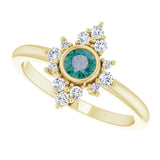14K Gold Round Lab-Grown Alexandrite Halo-Style Ring - Yellow Gold - view 10
