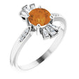 14K Gold Round Natural Citrine & Natural Diamond Accented Ring II - White Gold