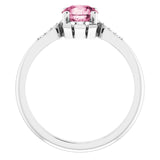 14K Gold Round Natural Pink Tourmaline & Natural Diamond Accented Ring – 6mm Stones - White Gold - view 2