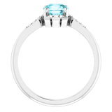 Platinum Round Natural Blue Zircon & Natural Diamond Accented Ring – 6mm Stones - view 2