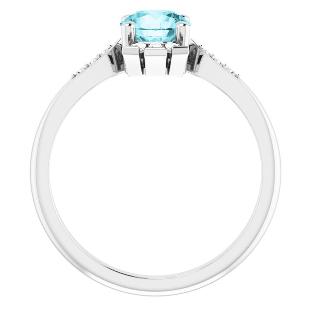 Platinum Round Natural Blue Zircon & Natural Diamond Accented Ring – 6mm Stones - view 2