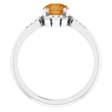 Platinum Round Natural Citrine & Natural Diamond Accented Ring – 6mm Stones - view 2