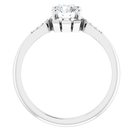 Platinum Round Natural White Sapphire & Natural Diamond Accented Ring – 6mm Stones - view 2